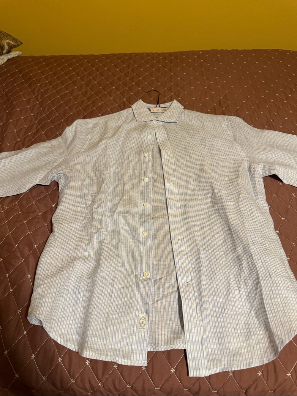 Todd Snyder Light Blue and White Striped Dress Shirt